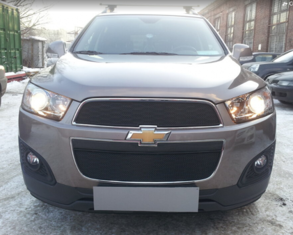 Защита радиатора "Standart" Chevrolet Captiva рестайлинг (2013-2015) чёрная купить недорого с доставкой в Архангельск