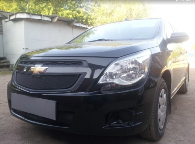 Защита радиатора "Standart" Chevrolet Cobalt (2013-н.в.) низ, чёрная купить недорого с доставкой в Архангельск