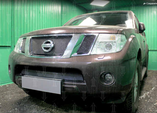 Защита радиатора "PREMIUM" Nissan Pathfinder, Navara (2010-2015) верх, чёрная купить недорого с доставкой в Архангельск