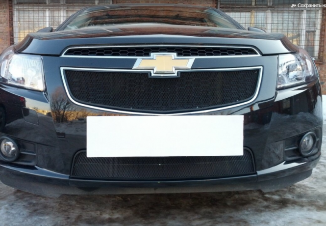 Защита радиатора "Standart" Chevrolet Cruze (2008-2013) верх, чёрная купить недорого с доставкой в Архангельск