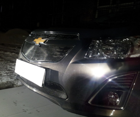 Защита радиатора "Standart" Chevrolet Cruze (2012-2015) верх, чёрная купить недорого с доставкой в Архангельск