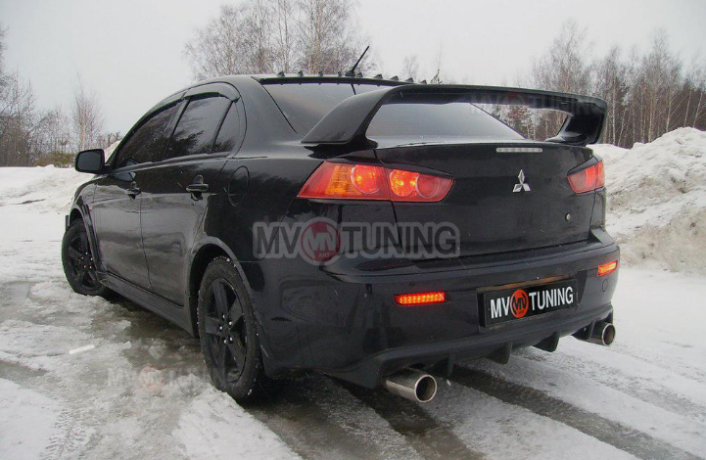 Накладка (юбка) заднего бампера "EVO" var №1 для Mitsubishi Lancer X (2007-2016) купить недорого с доставкой в Архангельск