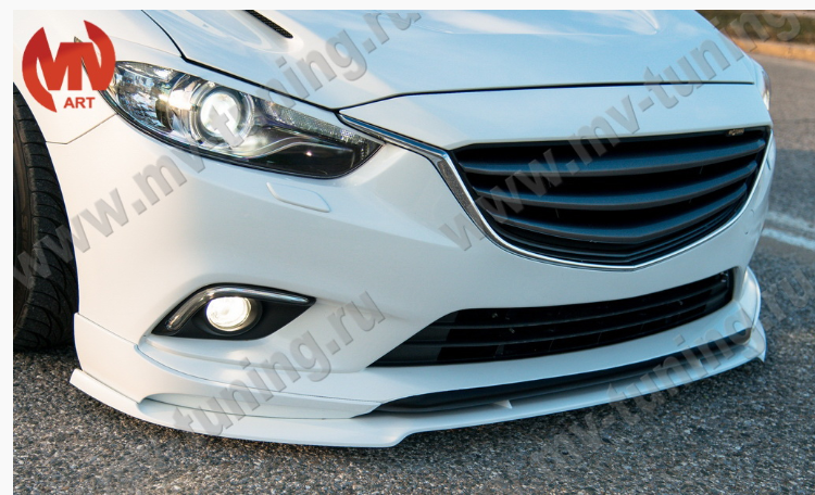 Сплиттер переднего бампера под клыки №2 "Lite Style" для Mazda 6 (2013-н.в.) купить недорого с доставкой в Архангельск