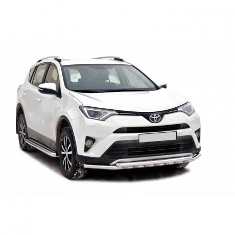 Защита переднего бампера «Труба двойная» (d51) для Toyota RAV4 рестайлинг (2015-н.в.)(Окрашенное) купить недорого с доставкой в Архангельск