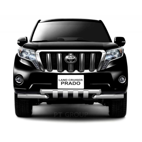 Защита переднего бампера двойная с зубьями d63/63мм (НПС) Toyota Land Cruiser Prado 150 (2013-2016 г.в.) купить недорого с доставкой в Архангельск