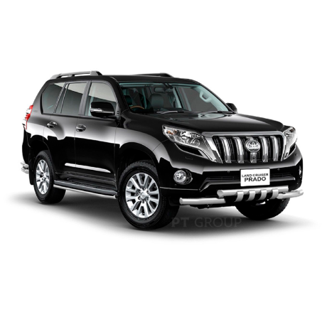 Защита переднего бампера двойная с зубьями d63/63мм (НПС) Toyota Land Cruiser Prado 150 (2013-2016 г.в.) купить недорого с доставкой в Архангельск