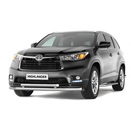Защита переднего бампера двойная d63/51мм (НПС) Toyota Highlander (2014-н.в.) купить недорого с доставкой в Архангельск