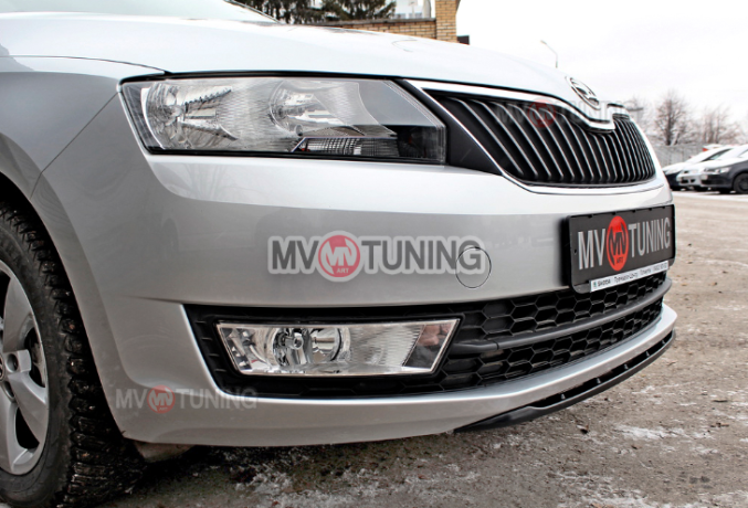 Спойлер переднего бампера (текстурный пластик) для Skoda Rapid (2012-н.в.) купить недорого с доставкой в Архангельск