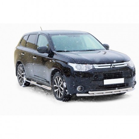 Защита порогов «Труба с проступью» (d76) для Mitsubishi Outlander (2014-2016)(Окрашенное) купить недорого с доставкой в Архангельск