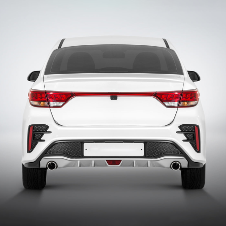 Бампер задний "ROTOR" для Kia Rio (2017-2020) под раздвоенный глушитель купить недорого с доставкой в Архангельск