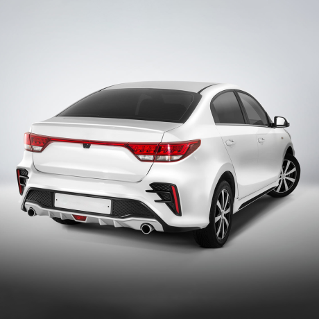 Бампер задний "ROTOR" для Kia Rio (2017-2020) под раздвоенный глушитель купить недорого с доставкой в Архангельск